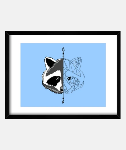 Framed minimalist raccoon