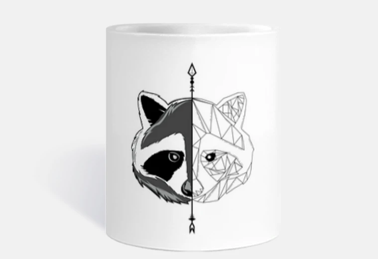Cup minimalist raccoon