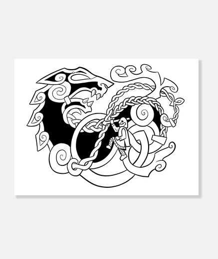 Stampa mitologia norrena serpente di mare