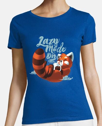 Tee-shirt mode paresseux activé - mignon panda roux - coffee