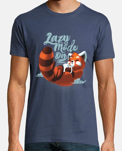 Tee-shirt mode paresseux activé - mignon panda roux - coffee