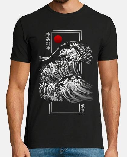 T-shirt moderna onda kanagawa - argento