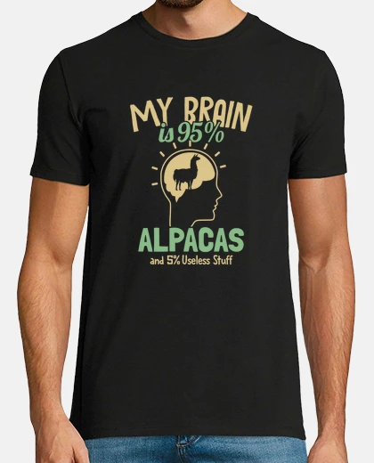 Tee-shirt mon cerveau est de 95 alpagas guanaco lama vigogne éleveur alpaga