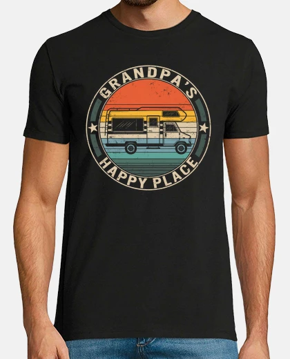 Tee-shirt mon endroit heureux chemise grands-pères camping-car grand-père rv cadeau propriétaire de camping-ca