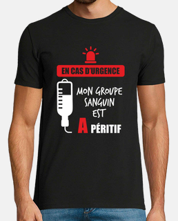 T-shirt Homme Humour Pastis Apéro Mon Groupe sanguin C'est O +