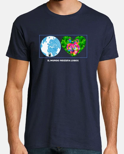 Tee-shirt monde du loup avec cadre, t-shirt homme