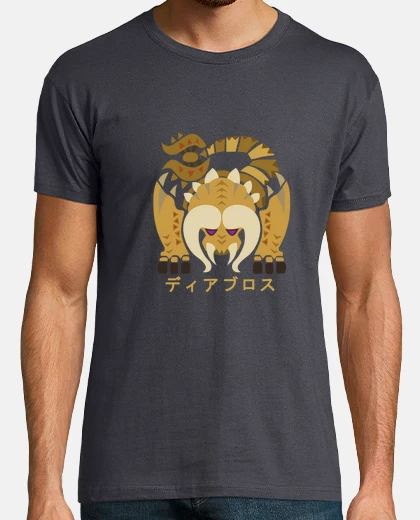 T-shirt mondo del hunter mostri, diavoli katakana