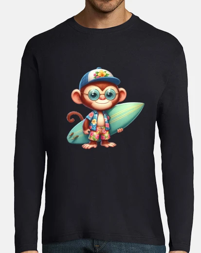 Playera monkey surfing