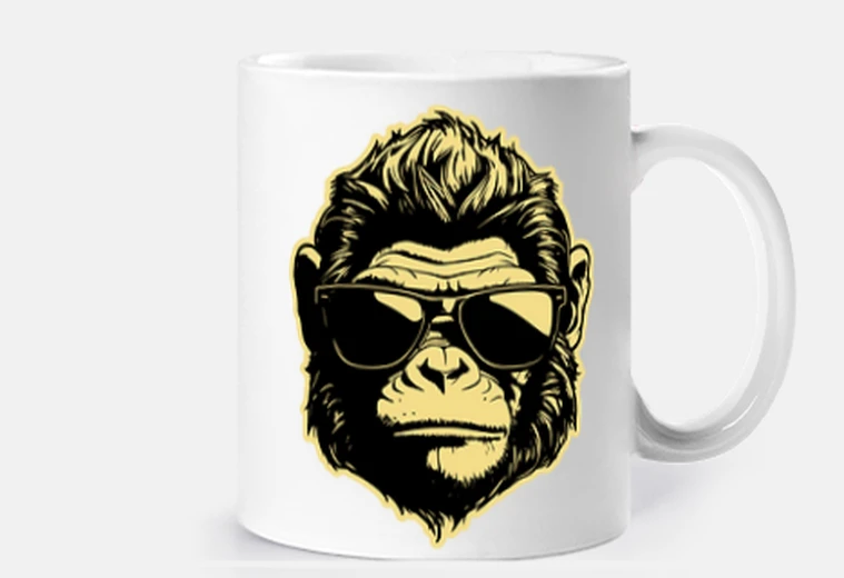 Cup monkey with glasses vintage retro collector cup coffee tea brew shoot