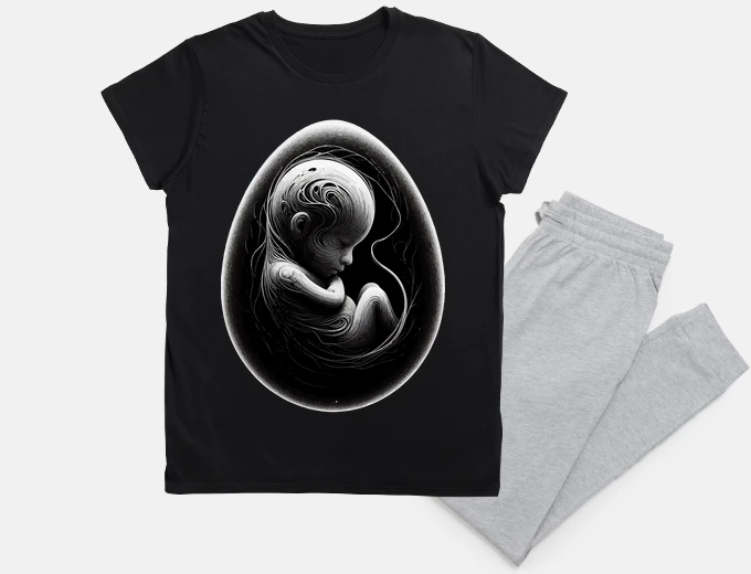 Pyjama Monochromatic Embryo Outline Goth