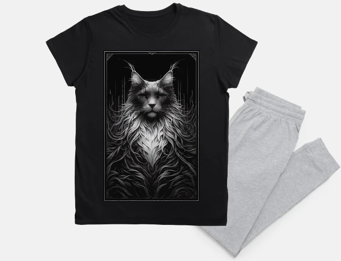 Pyjama Monochromatic Goth Maine Coon Cat