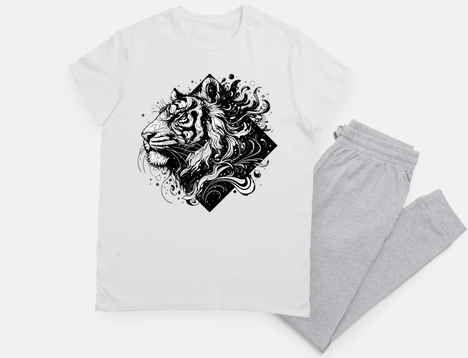 Pyjama Monochromatic Tiger Outline