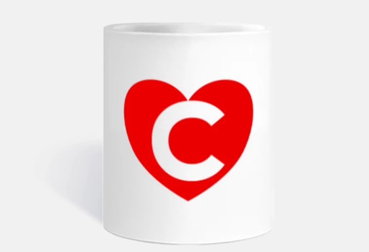 Tazza monogramma e cuore trasparenti della le