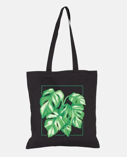 Bag monstera variegata green plant leaf bag beach tote