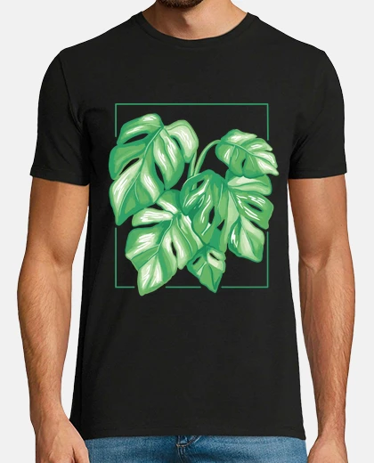 Camiseta monstera variegata verde planta hojas