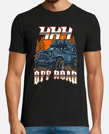 T-shirt montagna di auto jeep fuoristrada 4x4