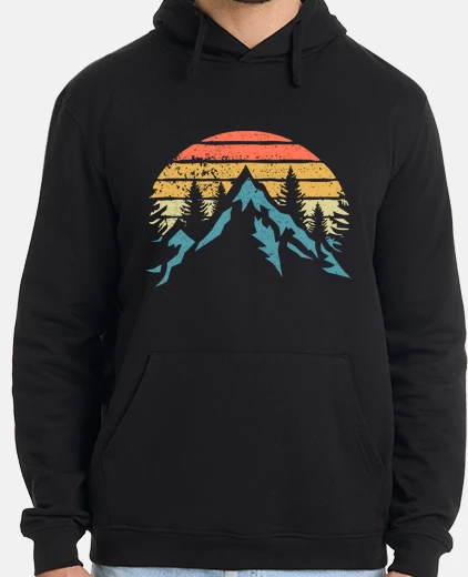 Sudadera Montañas y Árboles con Puesta de Sol