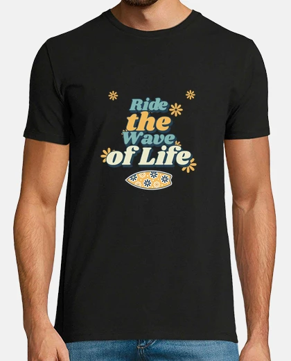 Camiseta montar la ola de la vida años 70 retro 