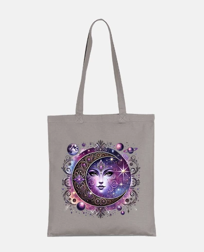 Bag moon phases woman face handbag living room student tote