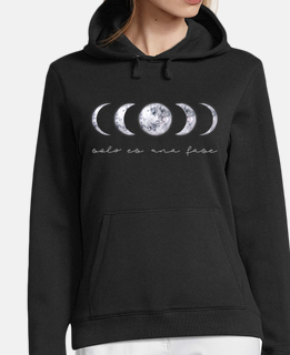 moon phases woman sweatshirt. it&#39;s just a phase. hooded, black