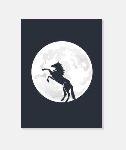 Wall moonlit horse rearing up riding t-shirt