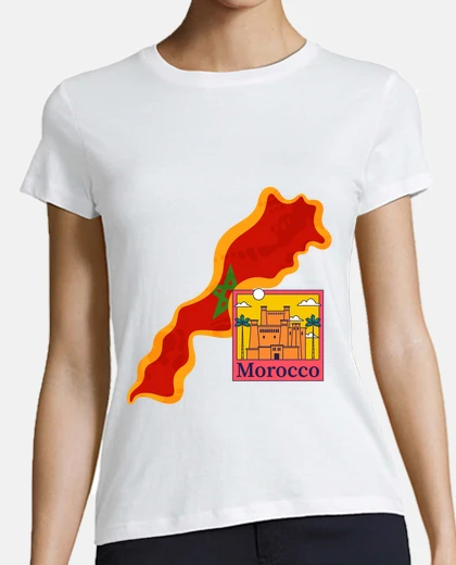 T-shirt morocco, flag, map, team, v-neck
