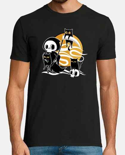 Tee-shirt mort avec faux et chats noirs