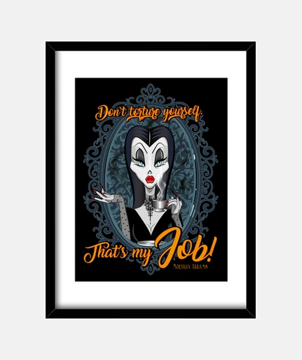 Framed morticia dark lady vertical frame
