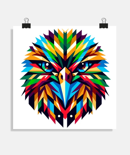 Poster mosaïque abstraite colorée d39oiseau ki