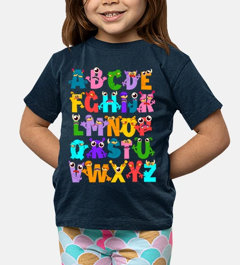 Abbigliamento mostri colorati dei cartoni animati dell&#39;alfabeto abc