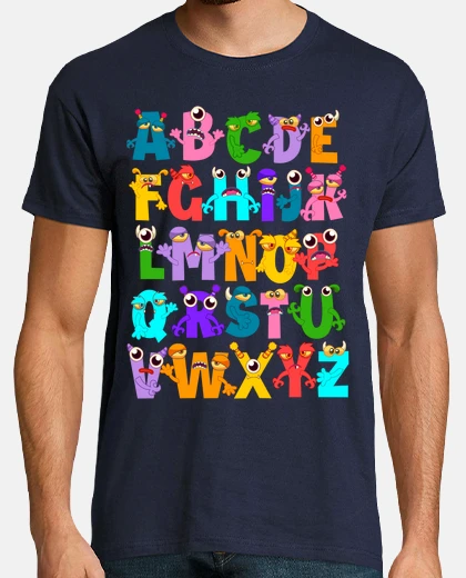 T-shirt mostri colorati dei cartoni animati dell&#39;alfabeto abc