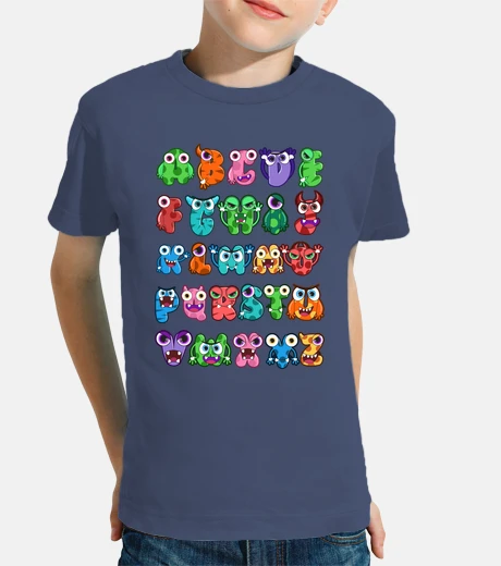 Abbigliamento mostri colorati dei cartoni animati dell&#39;alfabeto abc