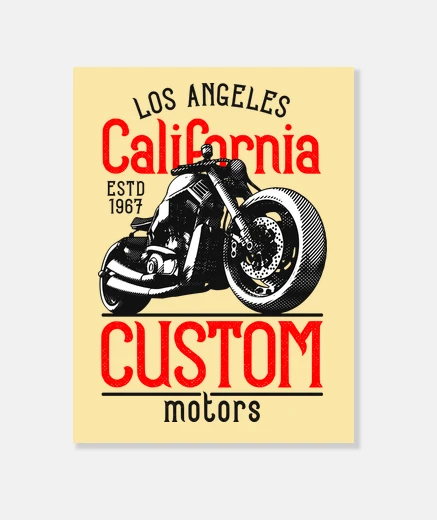 Tableau motards 1967 californie rétro custom motos rockers motos motards