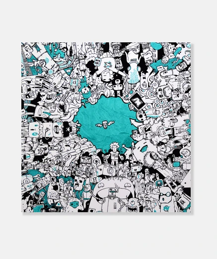 Tableau motif bleu