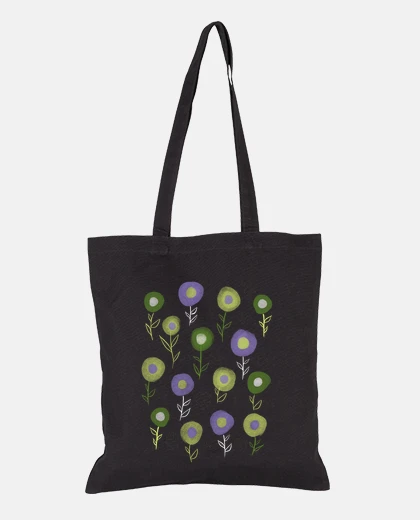 Sac motif de fleurs rondes violet vert
