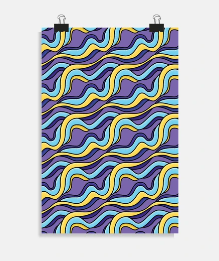 Poster motif moderne rétro de vagues colorées