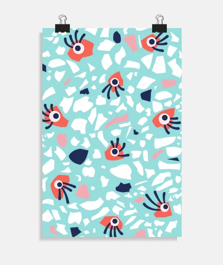 Poster motif terrazzo amusant avec les yeux