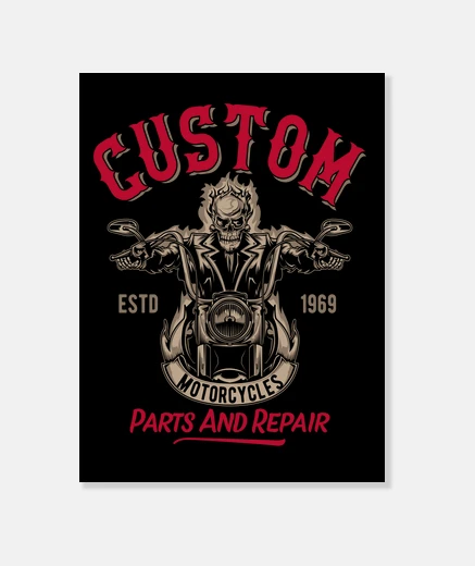 Stampa motociclette in tela vintage garage custom anni &#39;60 anni &#39;70 musica rock motorcycles usa