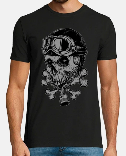 T-shirt motociclista del cranio