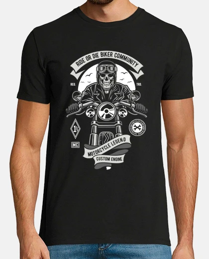 T-shirt motociclista teschio