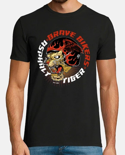 T-shirt motociclisti coraggiosi asfalto tigre n