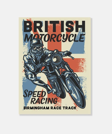 Stampa motorcycle british motorcycle classic moto unito bikers speed racing birmingham inghilterra tela