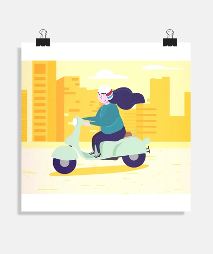 Póster Motorista Chica