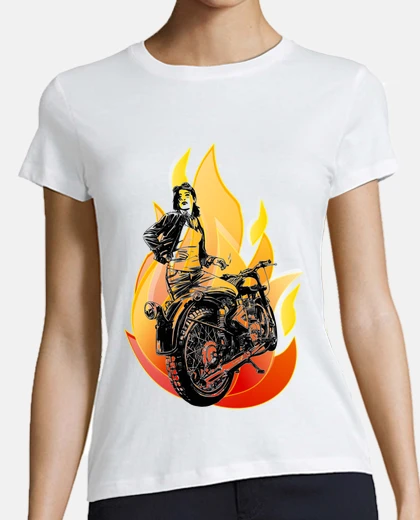 Playera Motorista con llamas fuego