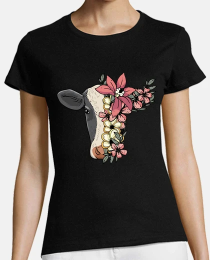 T-shirt mucca con fiori contadino mucca allevat