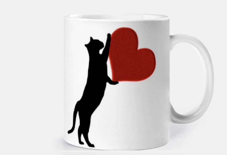 Cup mug, cat with heart