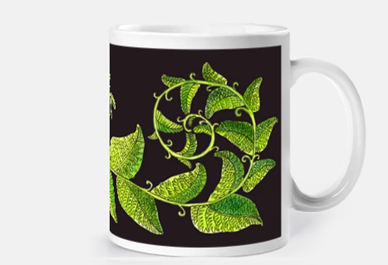 Mug mug en céramique feuilles vintage volutes  , frise, fresque , 