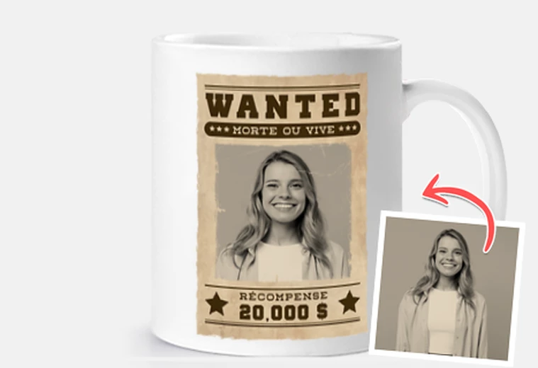 mug femme recherchée photo personnalisable