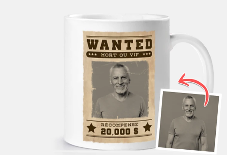 mug homme recherché photo personnalisable