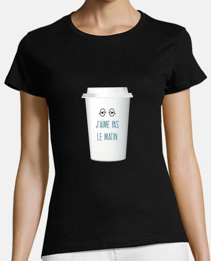 Tee-shirt Mug j aime pas le matin yeux fatigués